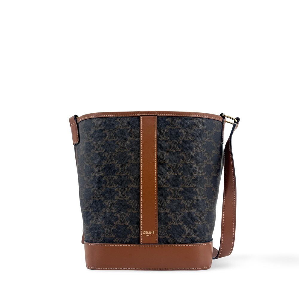 Celine Triomphe Bucket Embossed Suede